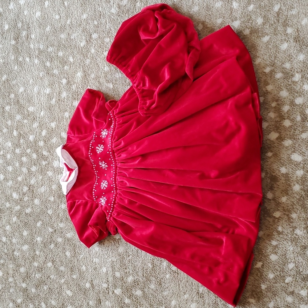 Antoinette Paris Red Velvet Snowflake Dress | 18M